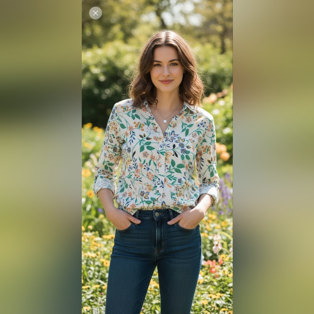 LOFT Multicolor Patterned Blouse